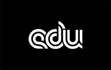 EDU Yaratıcı Eşsiz Modern Harf Logosu Tasarımı. Benzersiz bir harf dizaynına sahip stilize logo, soyut minimalist estetik ve modern cazibe sunar.