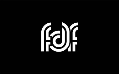 FDF Yaratıcı Eşsiz Modern Harf Logosu Tasarımı. Benzersiz bir harf dizaynına sahip stilize logo, soyut minimalist estetik ve modern cazibe sunar.