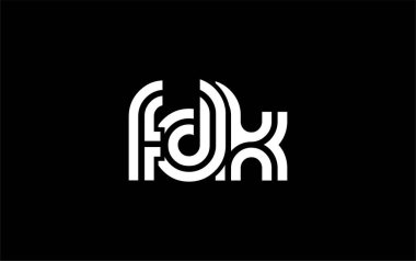 FDK Yaratıcı Eşsiz Modern Harf Logosu Tasarımı. Benzersiz bir harf dizaynına sahip stilize logo, soyut minimalist estetik ve modern cazibe sunar.