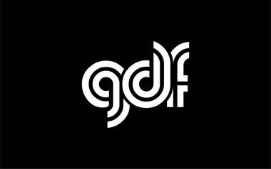GDF Yaratıcı Eşsiz Modern Harf Logosu Tasarımı. Benzersiz bir harf dizaynına sahip stilize logo, soyut minimalist estetik ve modern cazibe sunar.