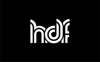 HDF Yaratıcı Eşsiz Modern Harf Logosu Tasarımı. Benzersiz bir harf dizaynına sahip stilize logo, soyut minimalist estetik ve modern cazibe sunar.