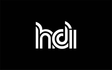 HDI Yaratıcı Eşsiz Modern Harf Logosu Tasarımı. Benzersiz bir harf dizaynına sahip stilize logo, soyut minimalist estetik ve modern cazibe sunar.