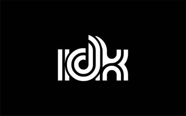 IDK Yaratıcı Eşsiz Modern Harf Logosu Tasarımı. Benzersiz bir harf dizaynına sahip stilize logo, soyut minimalist estetik ve modern cazibe sunar.