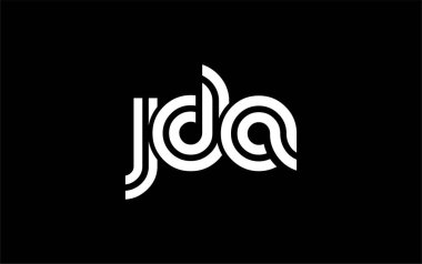 JDA Yaratıcı Eşsiz Modern Harf Logosu Tasarımı. Benzersiz bir harf dizaynına sahip stilize logo, soyut minimalist estetik ve modern cazibe sunar.