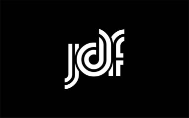 JDF Yaratıcı Eşsiz Modern Harf Logosu Tasarımı. Benzersiz bir harf dizaynına sahip stilize logo, soyut minimalist estetik ve modern cazibe sunar.