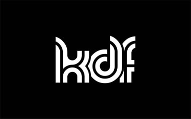 KDF Yaratıcı Eşsiz Modern Harf Logosu Tasarımı. Benzersiz bir harf dizaynına sahip stilize logo, soyut minimalist estetik ve modern cazibe sunar.