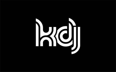 KDJ Yaratıcı Eşsiz Modern Harf Logosu Tasarımı. Benzersiz bir harf dizaynına sahip stilize logo, soyut minimalist estetik ve modern cazibe sunar.