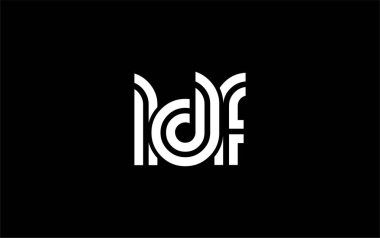 LDF Yaratıcı Eşsiz Modern Harf Logosu Tasarımı. Benzersiz bir harf dizaynına sahip stilize logo, soyut minimalist estetik ve modern cazibe sunar.