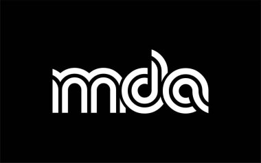 MDA Yaratıcı Eşsiz Modern Harf Logosu Tasarımı. Benzersiz bir harf dizaynına sahip stilize logo, soyut minimalist estetik ve modern cazibe sunar.