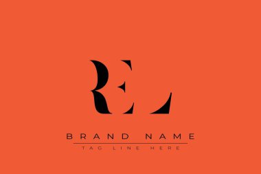 REL soyut harf logosu tasarımı. Bu logo üç soyut harf tarafından tasarlanmıştır..