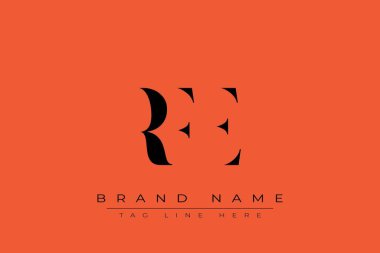 RFE soyut harf logosu tasarımı. Bu logo üç soyut harf tarafından tasarlanmıştır..