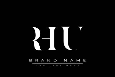 RHU soyut harf logosu tasarımı. Bu logo üç soyut harf tarafından tasarlanmıştır..