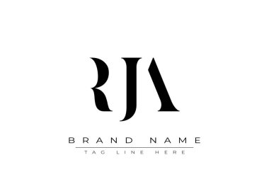RJA soyut harf logosu tasarımı. Bu logo üç soyut harf tarafından tasarlanmıştır..