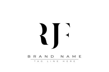 RJF soyut harf logosu tasarımı. Bu logo üç soyut harf tarafından tasarlanmıştır..