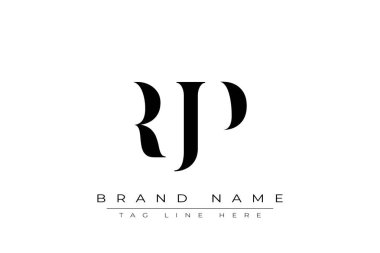 RJP soyut harf logosu tasarımı. Bu logo üç soyut harf tarafından tasarlanmıştır..