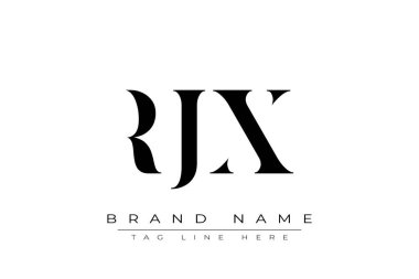 RJX soyut harf logosu tasarımı. Bu logo üç soyut harf tarafından tasarlanmıştır..
