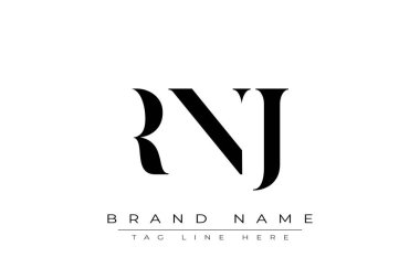 RNJ soyut harf logosu tasarımı. Bu logo üç soyut harf tarafından tasarlanmıştır..