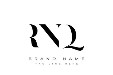RNQ soyut harf logosu tasarımı. Bu logo üç soyut harf tarafından tasarlanmıştır..