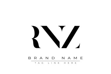 RNZ soyut harf logosu tasarımı. Bu logo üç soyut harf tarafından tasarlanmıştır..