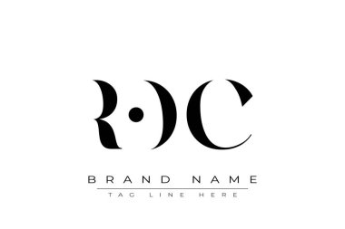ROC soyut harf logosu tasarımı. Bu logo üç soyut harf tarafından tasarlanmıştır..