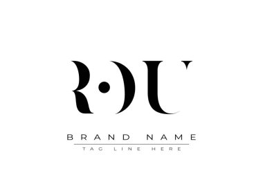 ROU soyut harf logosu tasarımı. Bu logo üç soyut harf tarafından tasarlanmıştır..