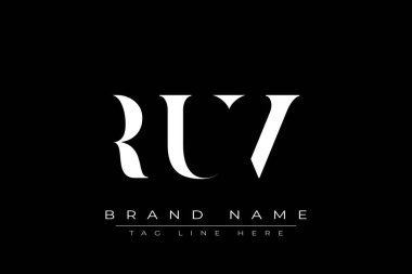RUV soyut harf logosu tasarımı. Bu logo üç soyut harf tarafından tasarlanmıştır..