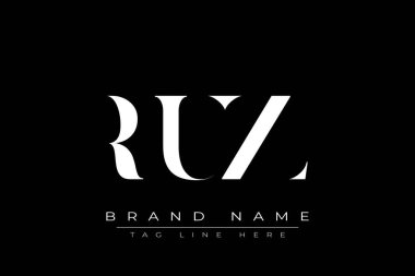 RUZ soyut harf logosu tasarımı. Bu logo üç soyut harf tarafından tasarlanmıştır..
