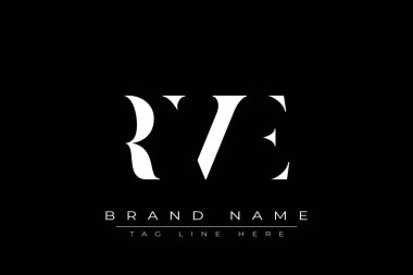 RVE soyut harf logosu tasarımı. Bu logo üç soyut harf tarafından tasarlanmıştır..