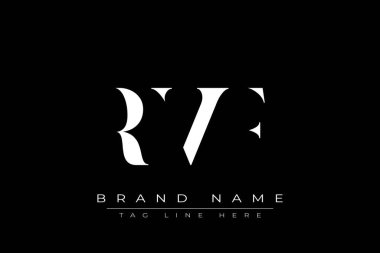 RVF soyut harf logosu tasarımı. Bu logo üç soyut harf tarafından tasarlanmıştır..
