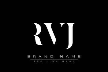 RVJ soyut harf logosu tasarımı. Bu logo üç soyut harf tarafından tasarlanmıştır..