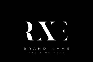 RXE soyut harf logosu tasarımı. Bu logo üç soyut harf tarafından tasarlanmıştır..