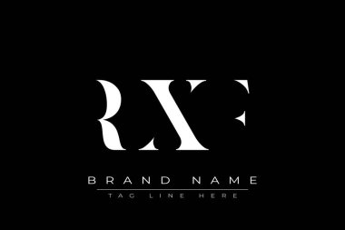 RXF soyut harf logosu tasarımı. Bu logo üç soyut harf tarafından tasarlanmıştır..
