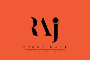 RAJ soyut harf logosu tasarımı. Bu logo üç soyut harf tarafından tasarlanmıştır..
