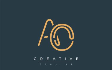 Soyut Harflerle AO Minimalist Çizgi Sanat Logosu Tasarımı. Gösterişli bir sanat tarzına sahip soyut minimalist logo tasarımı.