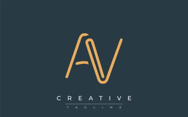Soyut Harflerle AV Minimalist Çizgi Sanat Logosu Tasarımı. Gösterişli bir sanat tarzına sahip soyut minimalist logo tasarımı.