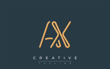 Soyut Harfli AX Minimalist Çizgi Sanat Logosu Tasarımı. Gösterişli bir sanat tarzına sahip soyut minimalist logo tasarımı.