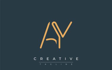 Soyut Harflerle AY Minimalist Çizgi Sanat Logosu Tasarımı. Gösterişli bir sanat tarzına sahip soyut minimalist logo tasarımı.