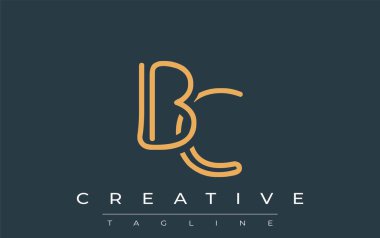 Soyut Harflerle BC Minimalist Çizgi Sanat Logosu Tasarımı. Gösterişli bir sanat tarzına sahip soyut minimalist logo tasarımı.