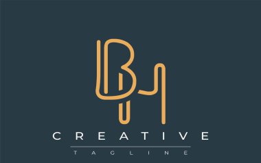 BH Minimalist Çizgi Sanat Logosu Tasarımı ve Soyut Harfler. Gösterişli bir sanat tarzına sahip soyut minimalist logo tasarımı.