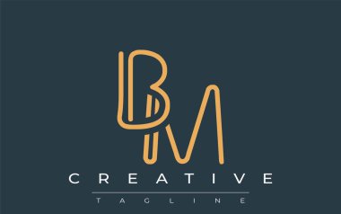 BM Minimalist Çizgi Sanat Logosu Tasarımı ve Soyut Harfler. Gösterişli bir sanat tarzına sahip soyut minimalist logo tasarımı.