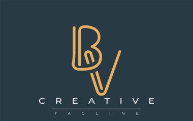 Soyut Harflerle BV Minimalist Çizgi Sanat Logosu Tasarımı. Gösterişli bir sanat tarzına sahip soyut minimalist logo tasarımı.
