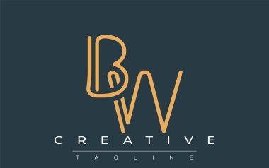 Soyut Harflerle BW Minimalist Çizgi Sanat Logosu Tasarımı. Gösterişli bir sanat tarzına sahip soyut minimalist logo tasarımı.