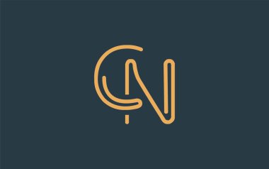 Soyut Harflerle CN Minimalist Çizgi Sanat Logosu Tasarımı. Gösterişli bir sanat tarzına sahip soyut minimalist logo tasarımı.
