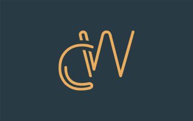 Soyut Harflerle CW Minimalist Çizgi Sanat Logosu Tasarımı. Gösterişli bir sanat tarzına sahip soyut minimalist logo tasarımı.
