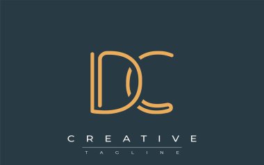Soyut Harflerle DC Minimalist Çizgi Sanat Logosu Tasarımı. Gösterişli bir sanat tarzına sahip soyut minimalist logo tasarımı.