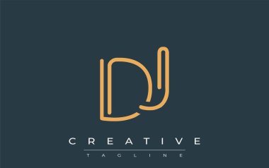 Soyut Harflerle DJ Minimalist Satır Sanat Logosu Tasarımı. Gösterişli bir sanat tarzına sahip soyut minimalist logo tasarımı.