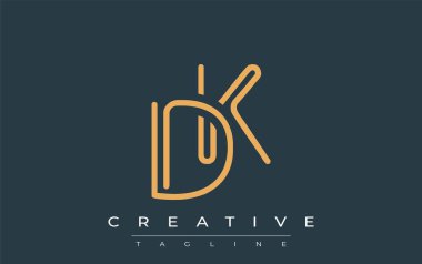 Soyut Harflerle DK Minimalist Çizgi Sanat Logosu Tasarımı. Gösterişli bir sanat tarzına sahip soyut minimalist logo tasarımı.