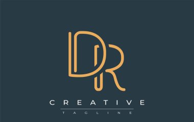 Soyut Harflerle DR Minimalist Çizgi Sanat Logosu Tasarımı. Gösterişli bir sanat tarzına sahip soyut minimalist logo tasarımı.