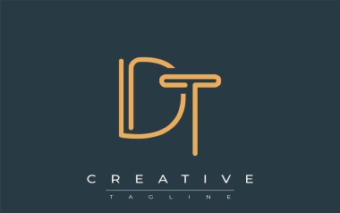 Soyut Harflerle DT Minimalist Çizgi Sanat Logosu Tasarımı. Gösterişli bir sanat tarzına sahip soyut minimalist logo tasarımı.