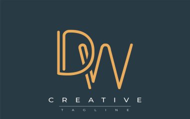 Soyut Harflerle DW Minimalist Çizgi Sanat Logosu Tasarımı. Gösterişli bir sanat tarzına sahip soyut minimalist logo tasarımı.